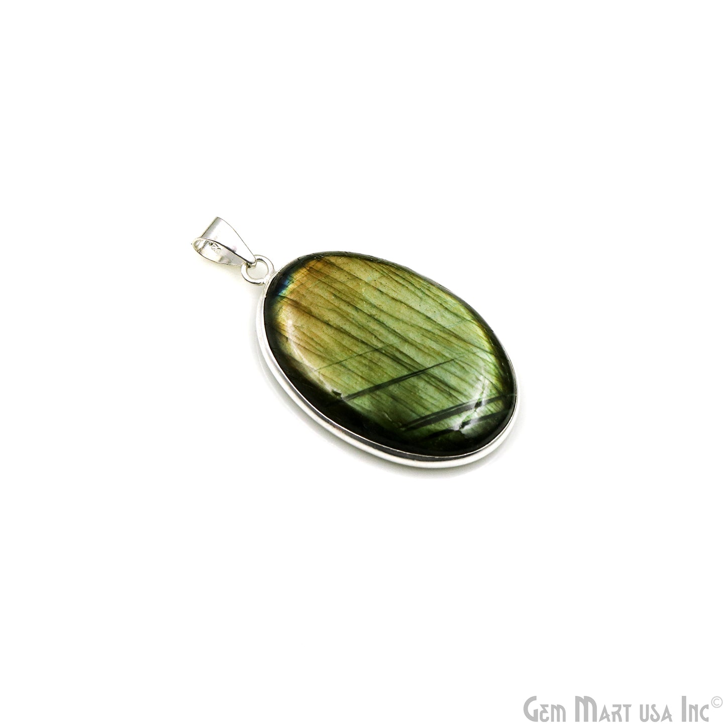 Labradorite Gemstone Oval 43x27mm Sterling Silver Necklace Pendant 1PC