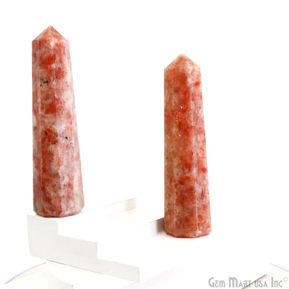 Sunstone Gemstone Jumbo Tower Crystal Tower Obelisk Healing Meditation Gemstones 4-5 Inch