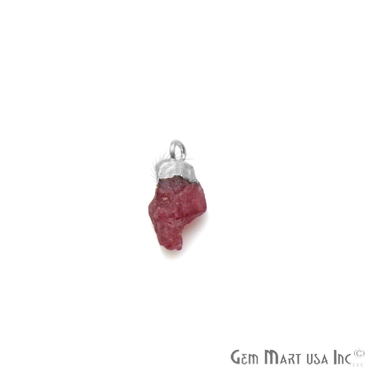 Rough Multi Tourmaline Organic 13X7mm Silver Electroplated Pendant Connector - GemMartUSA