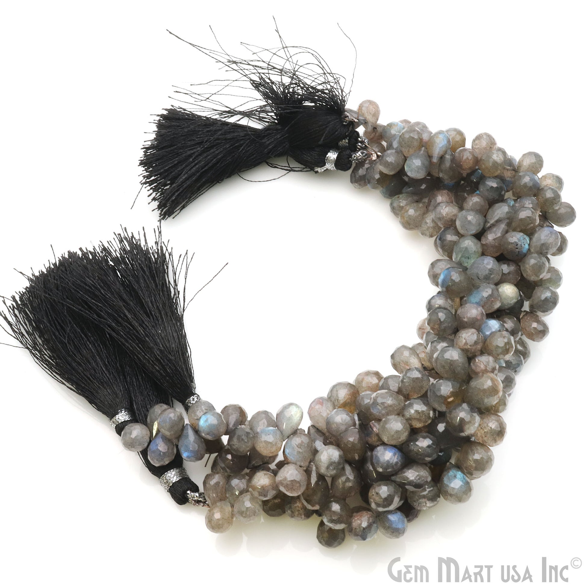 Labradorite Teardrops Faceted Gemstone 10x5mm Rondelle Beads - GemmartUSA