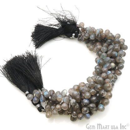 Labradorite Teardrops Faceted Gemstone 10x5mm Rondelle Beads - GemmartUSA
