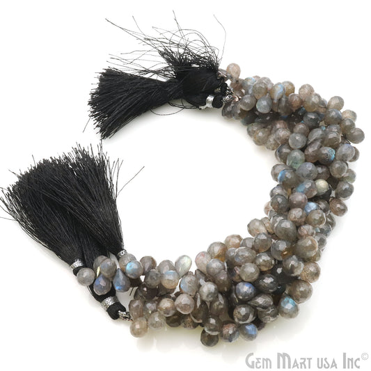 Labradorite Teardrops Faceted Gemstone 10x5mm Rondelle Beads - GemmartUSA