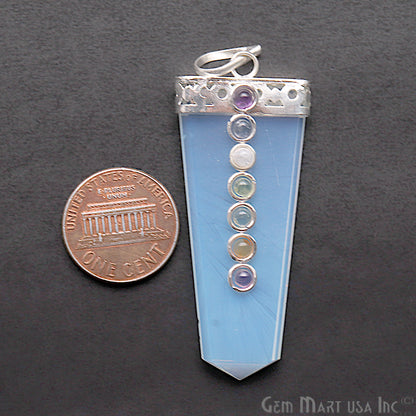 DIY 7 Chakra Healing Gemstone Silver 60x20mm Terminated Pendant (Pick Stone) - GemMartUSA