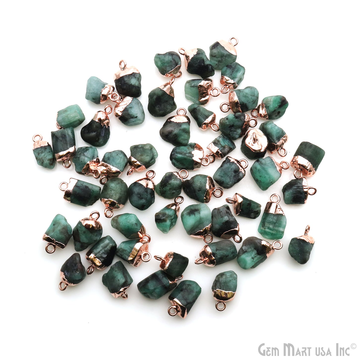 Emerald Gemstone Rose Gold Electroplated Single Bail Connector