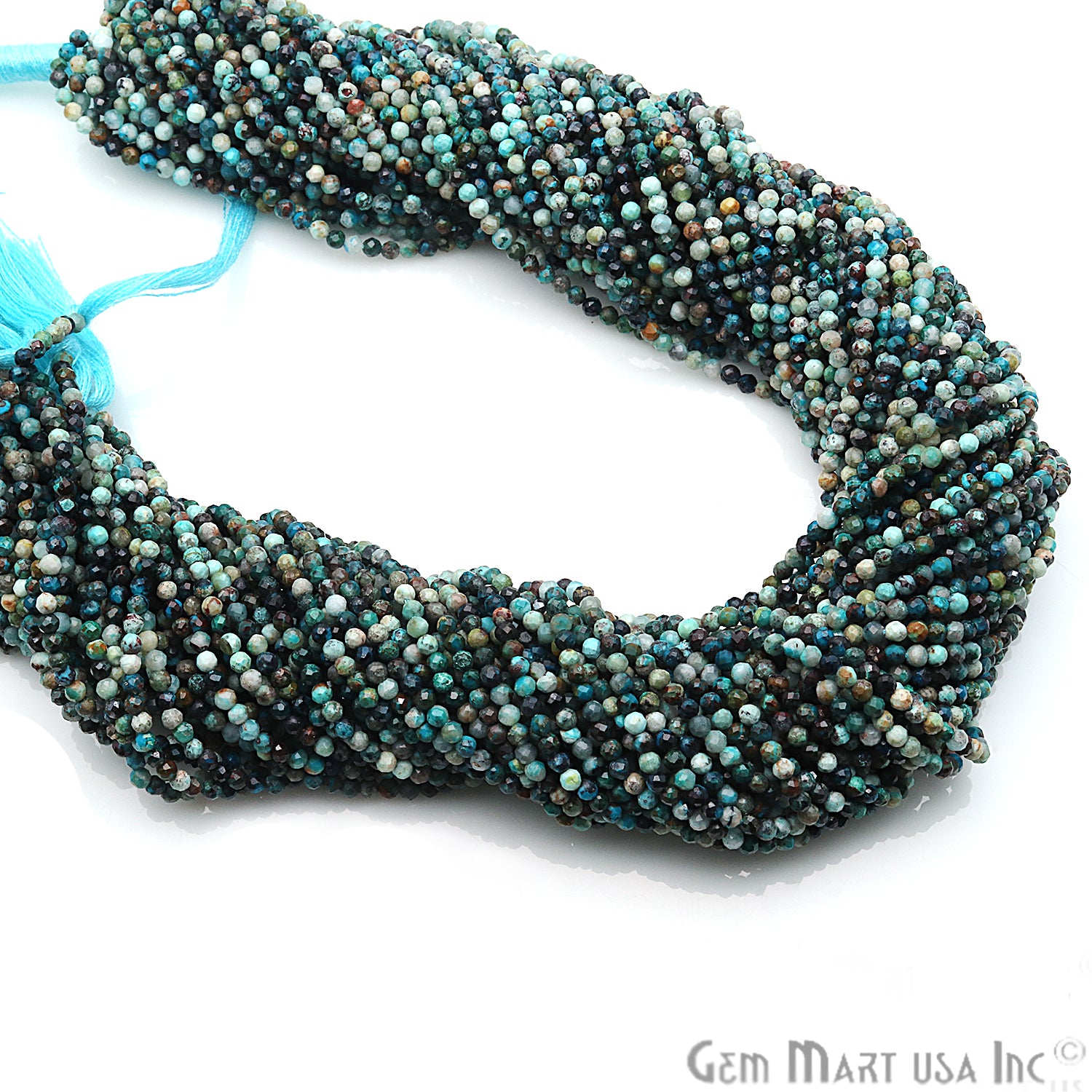 Chrysocolla Faceted Gemstones Rondelle Beads, Jewelry Making Supply Strand Beads - GemMartUSA