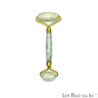 Gemstone Gold Plated Face Roller With Two Healing Stones, Skin care (Pick Stone & Plating) - GemMartUSA