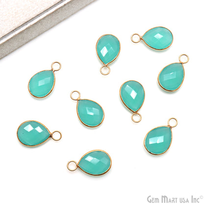 Aqua Chalcedony Pears 12x16mm Gold Plated Single Big Bail Gemstone Connector