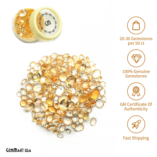 Wholesale Faceted Gemstones, 100% Natural Semi-Precious Gems,  Faceted Loose Gems, 4-8mm, Mixed, 50 Carats