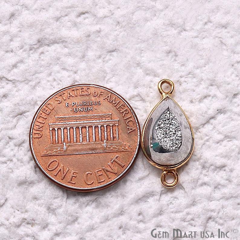 Window Druzy 8x12mm Pears Bezel Cave Druzy Connector (Pick Color, Bail, Plating)