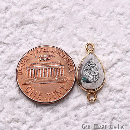 Window Druzy 8x12mm Pears Bezel Cave Druzy Connector (Pick Color, Bail, Plating)