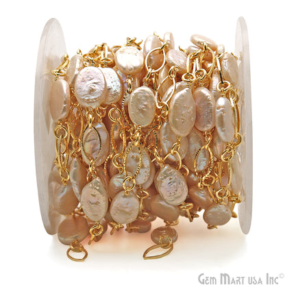 Pearl With Gold Marquise Finding Rosary Chain