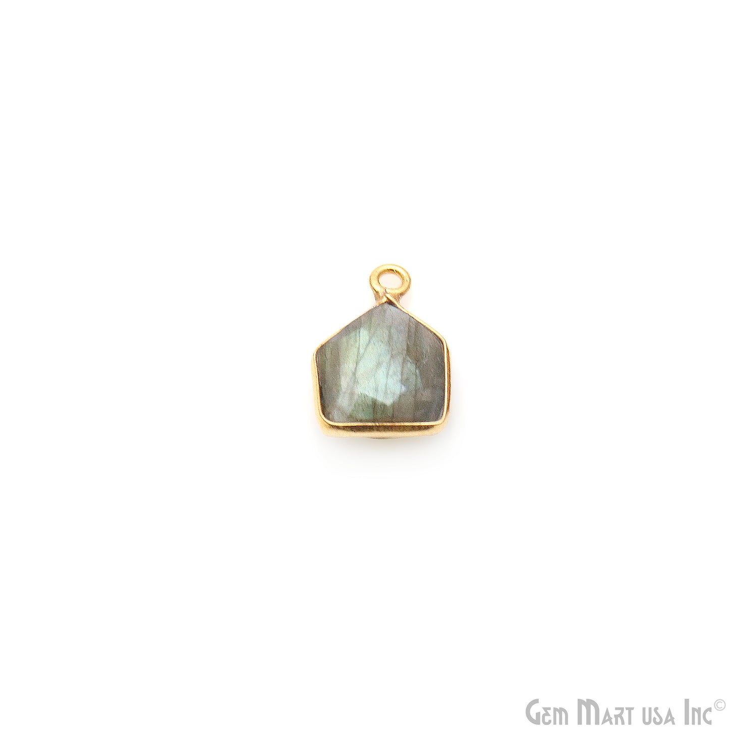 Labradorite 15x9mm Pentagon Shape Gold Plated Single Bail Gemstone Connector