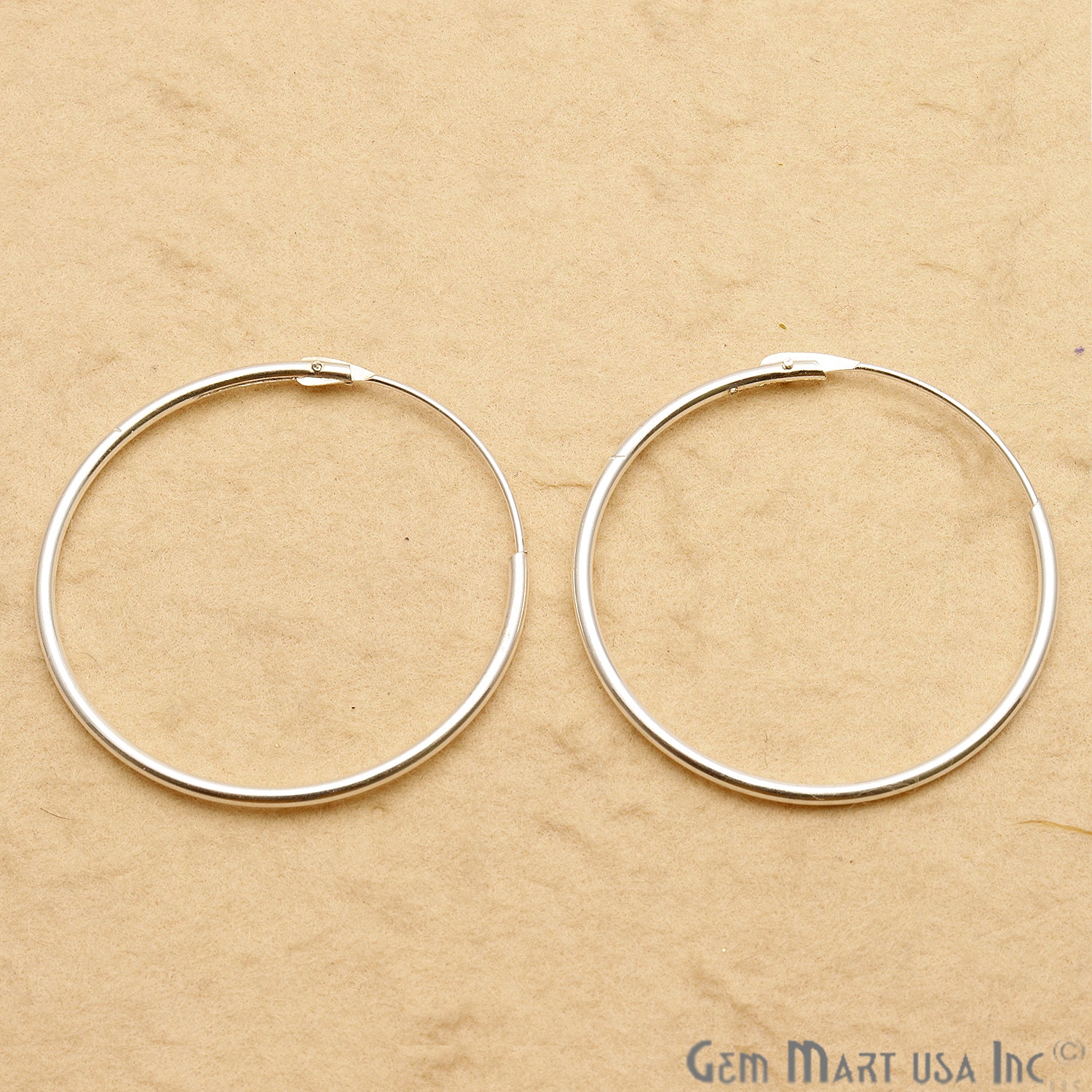 DIY Silver Plated Wire 32mm Finding Hoop Earring - GemMartUSA