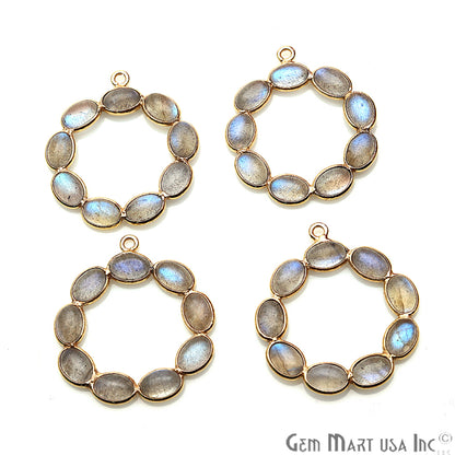 DIY, Labradorite Gold Plated 28x25mm Round Chandelier Finding Component - GemmartUSA