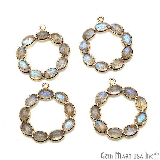 DIY, Labradorite Gold Plated 28x25mm Round Chandelier Finding Component - GemmartUSA
