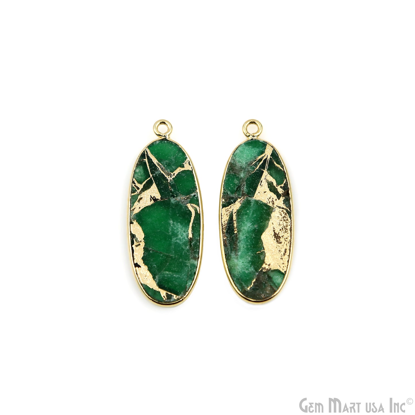 Green Mohave 31x12mm Gold Plated Single Bail Earring Connector 1 Pair