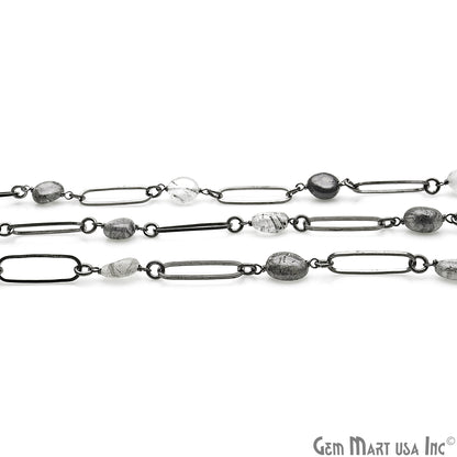 Rutilated With Oxidized Rectangle Finding Rosary Chain - GemMartUSA