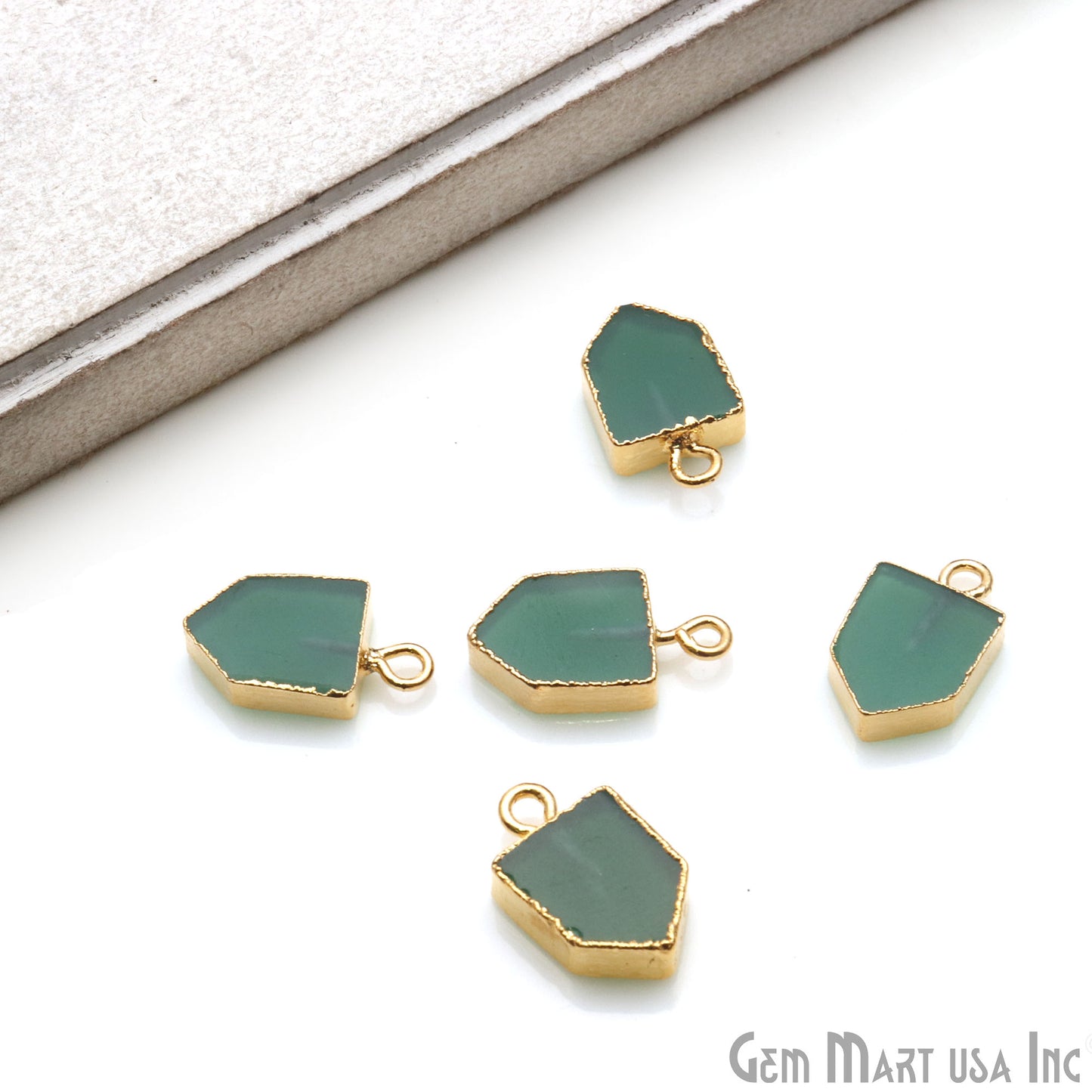 Pentagon Shape 16x9mm Gold Electroplated Gemstone Connector (Pick Stone) - GemMartUSA