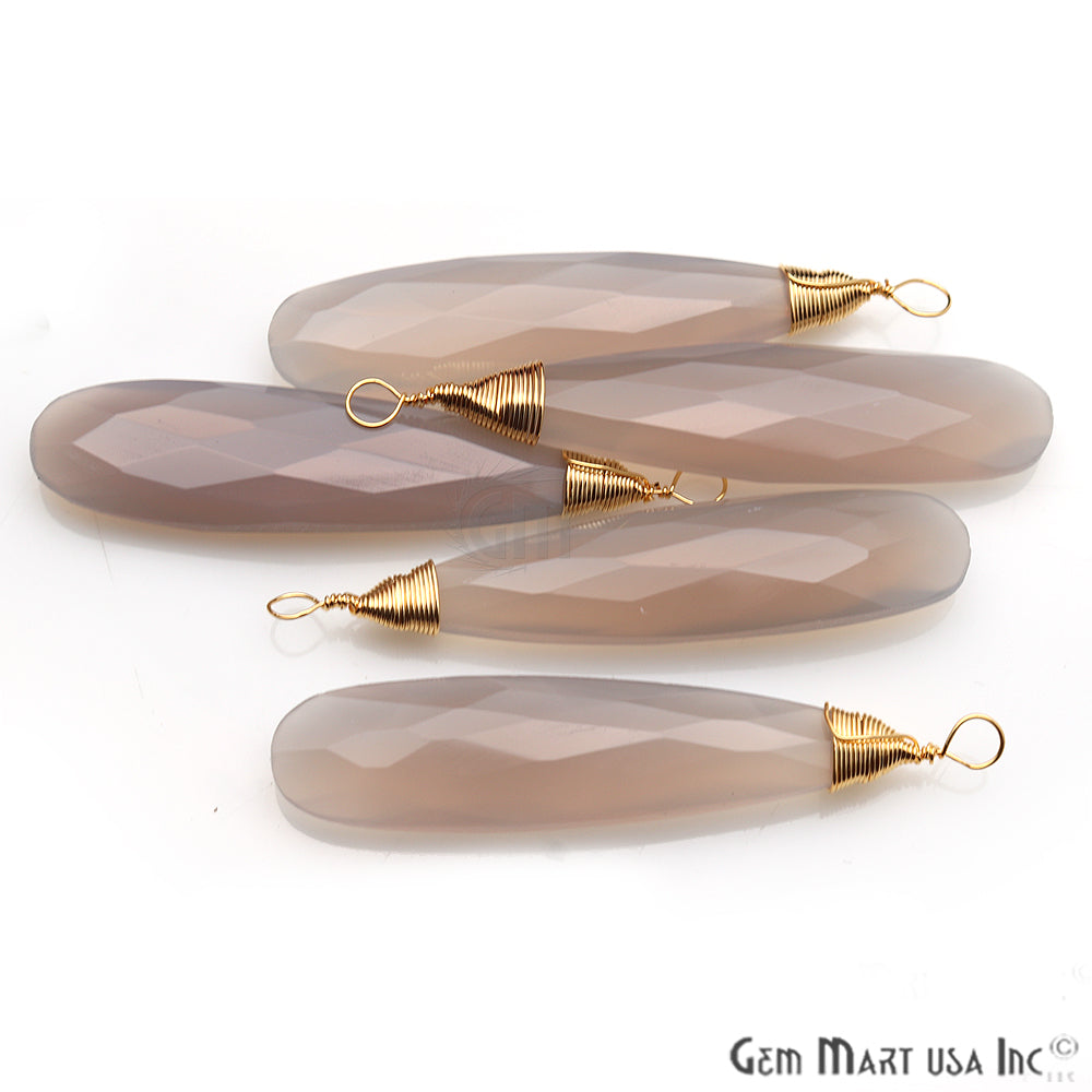 Pear Shape 47x11mm Gemstone Connector Pendant (Pick Your stone) - GemMartUSA