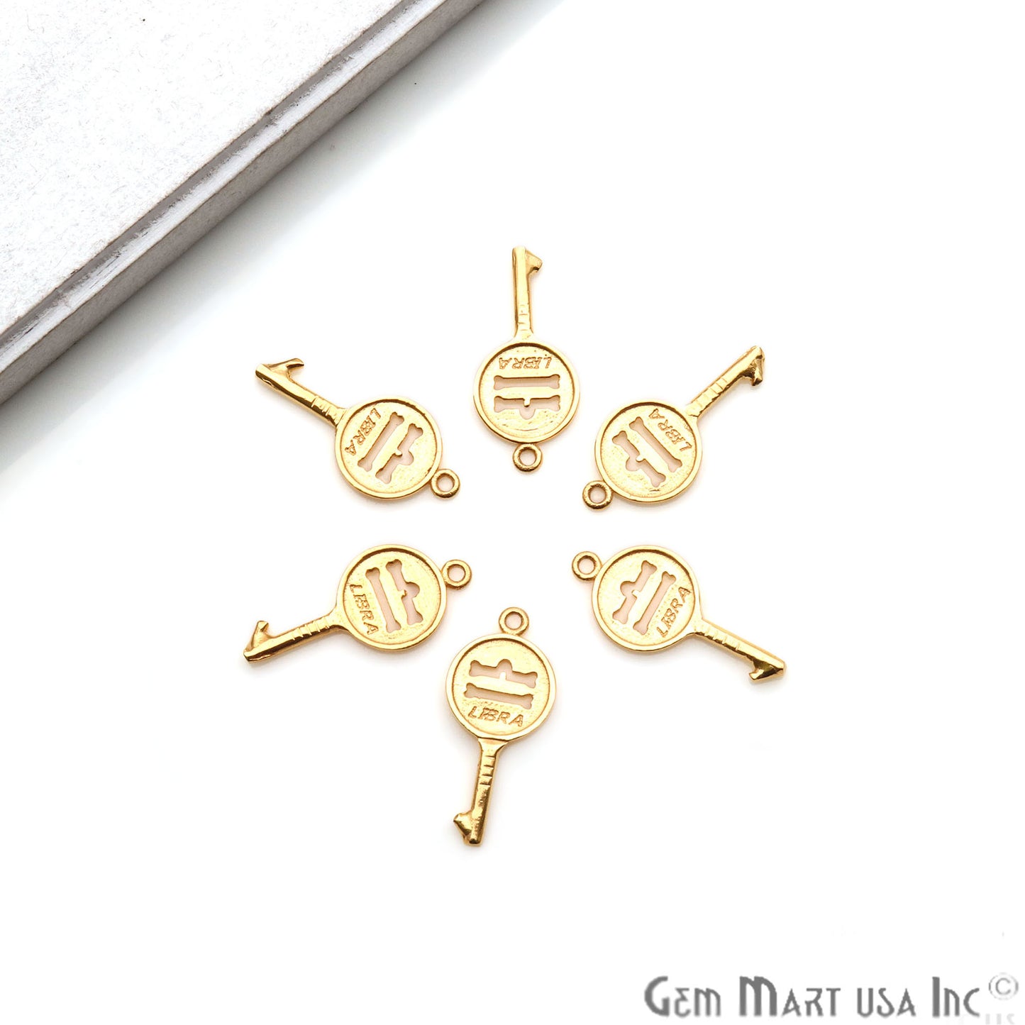 Key Shape 26x12mm Gold Plated Finding Charm, DIY Jewelry - GemmartUSA