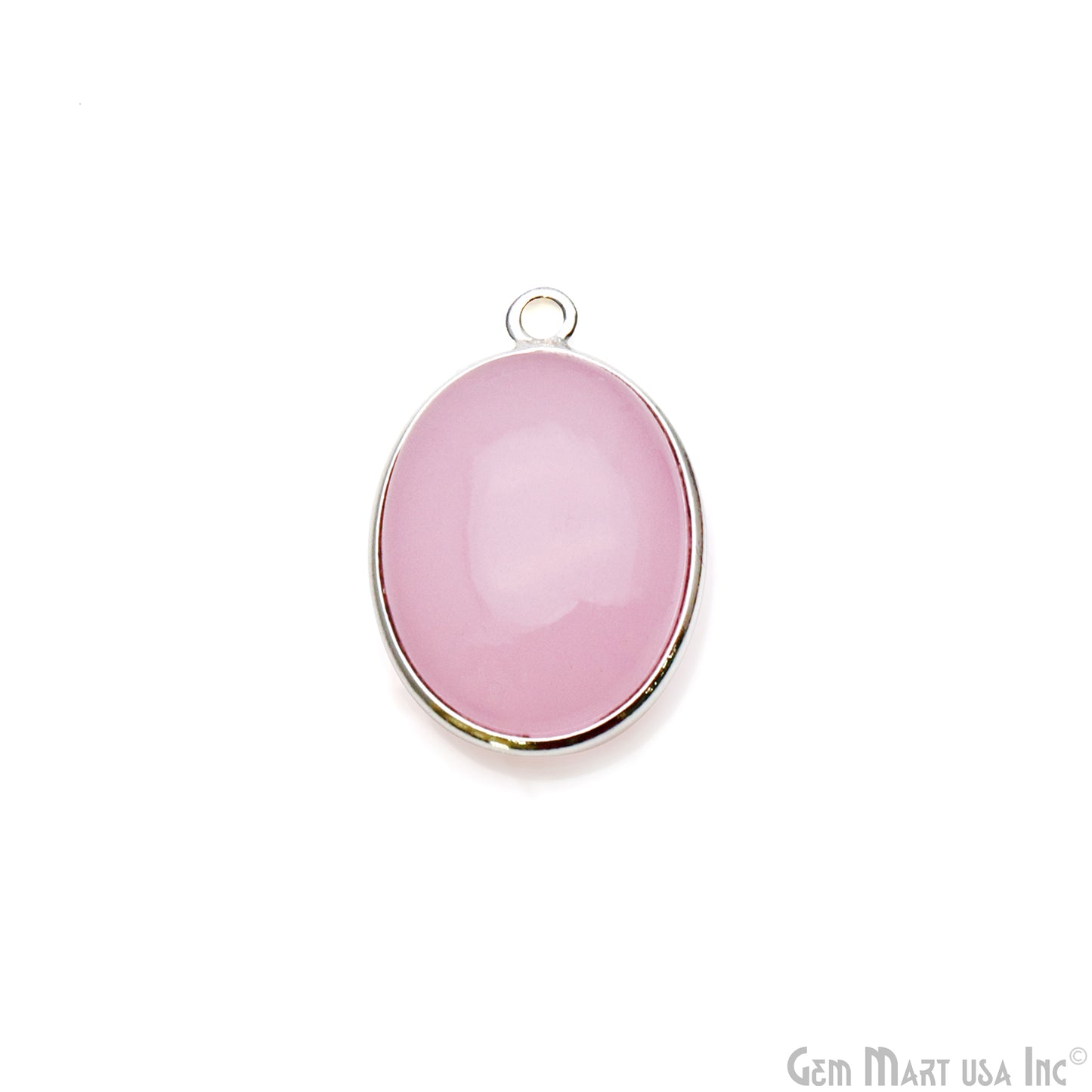 Rose Chalcedony Cabochon Silver Plated Single Bail Connector