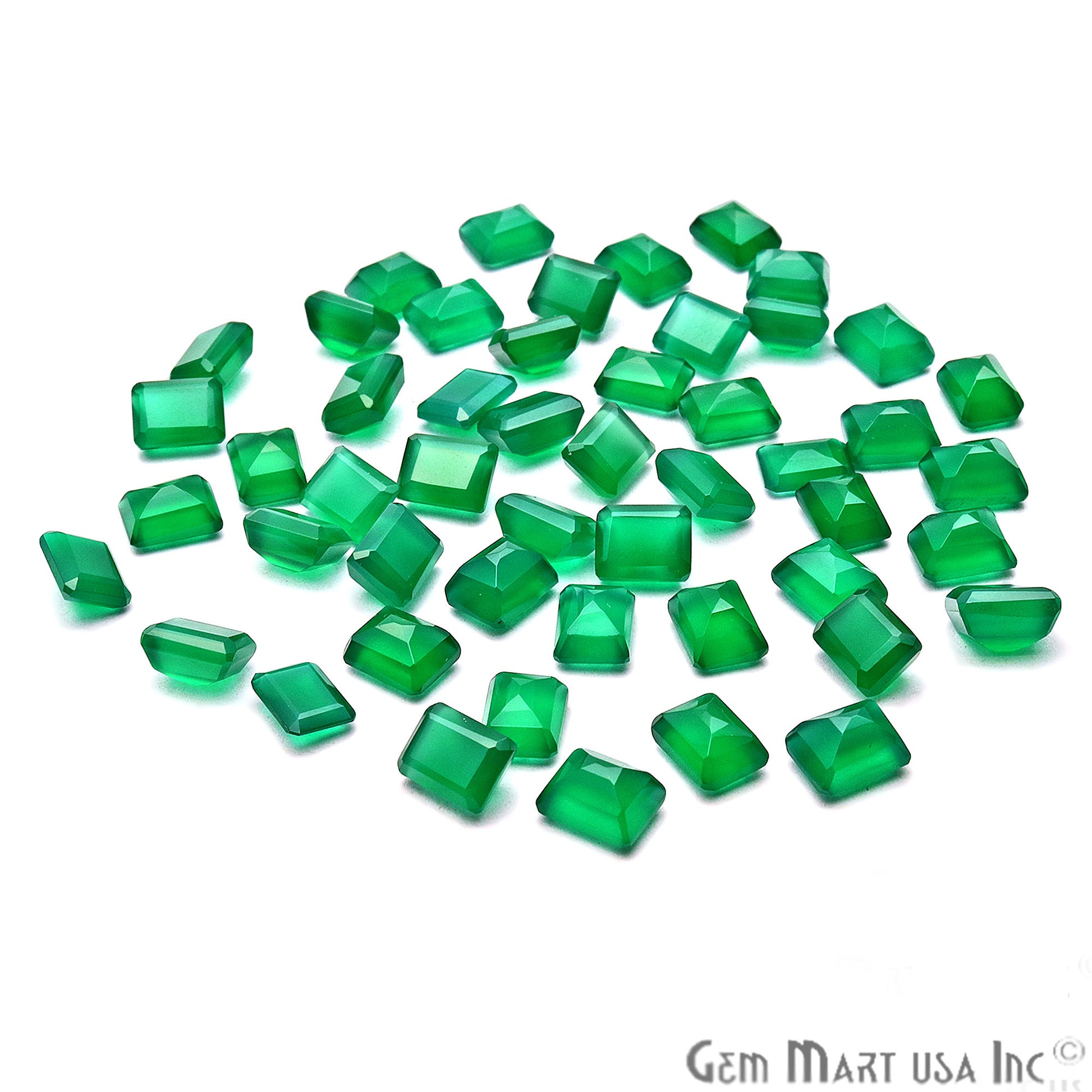Green Onyx Rectangle Shape 6x8mm Faceted Loose Gemstone - GemmartUSA