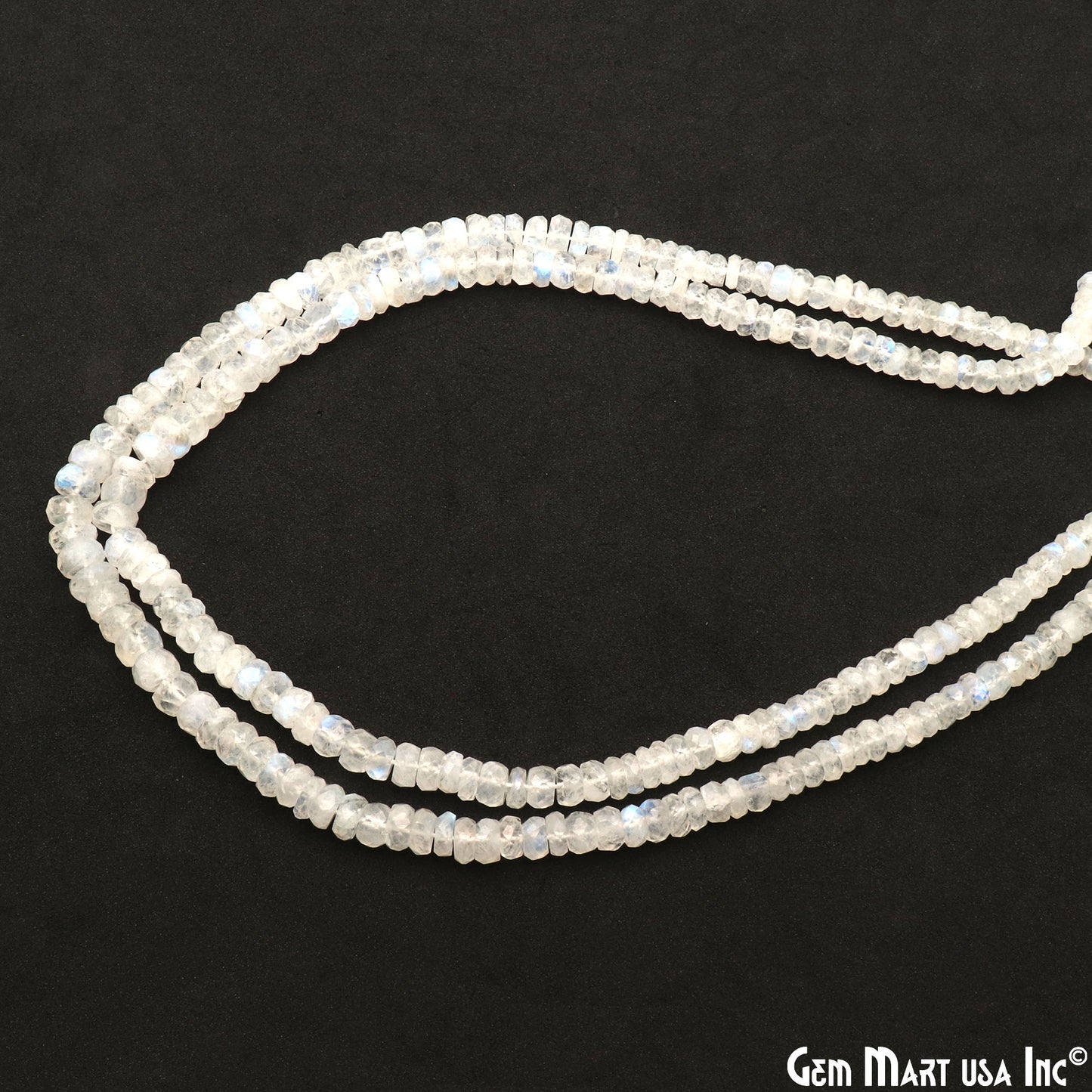 Rainbow Moonstone Micro Faceted Rondelle 3-4mm 13Inch Length AAAmazing Blue Luster (RLRM-70002) (762732445743)