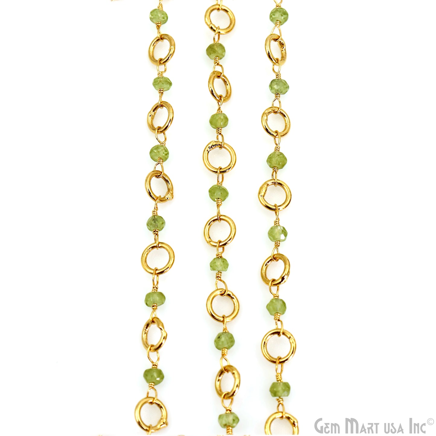 Peridot Beads 3-3.5mm Gold Plated 6mm Round Finding Rosary Chain