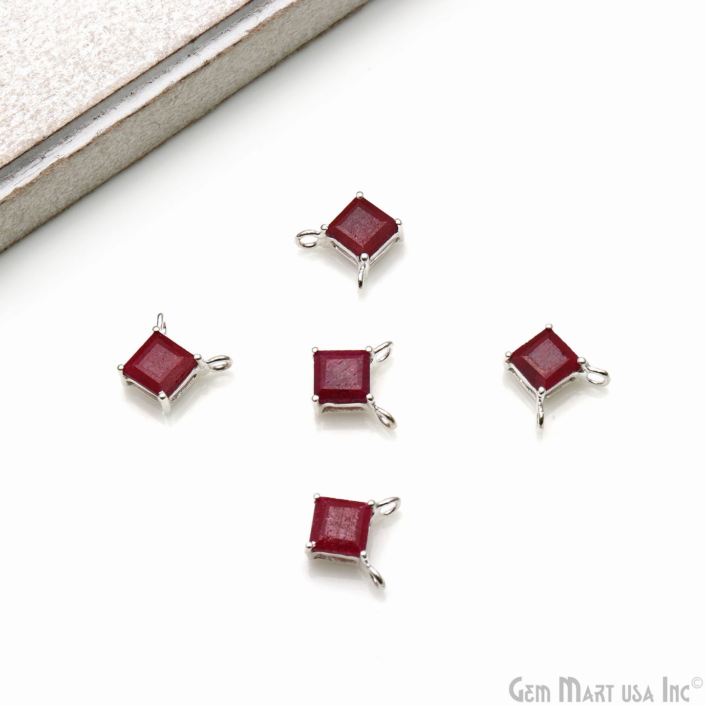 Square 6mm Silver Plated Prong Setting Cat Bail Gemstone Connector