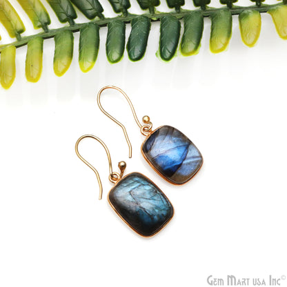 Flashy Labradorite Cabochon 12x16mm Octagon Single Bail Gold Plated Gemstone Connector