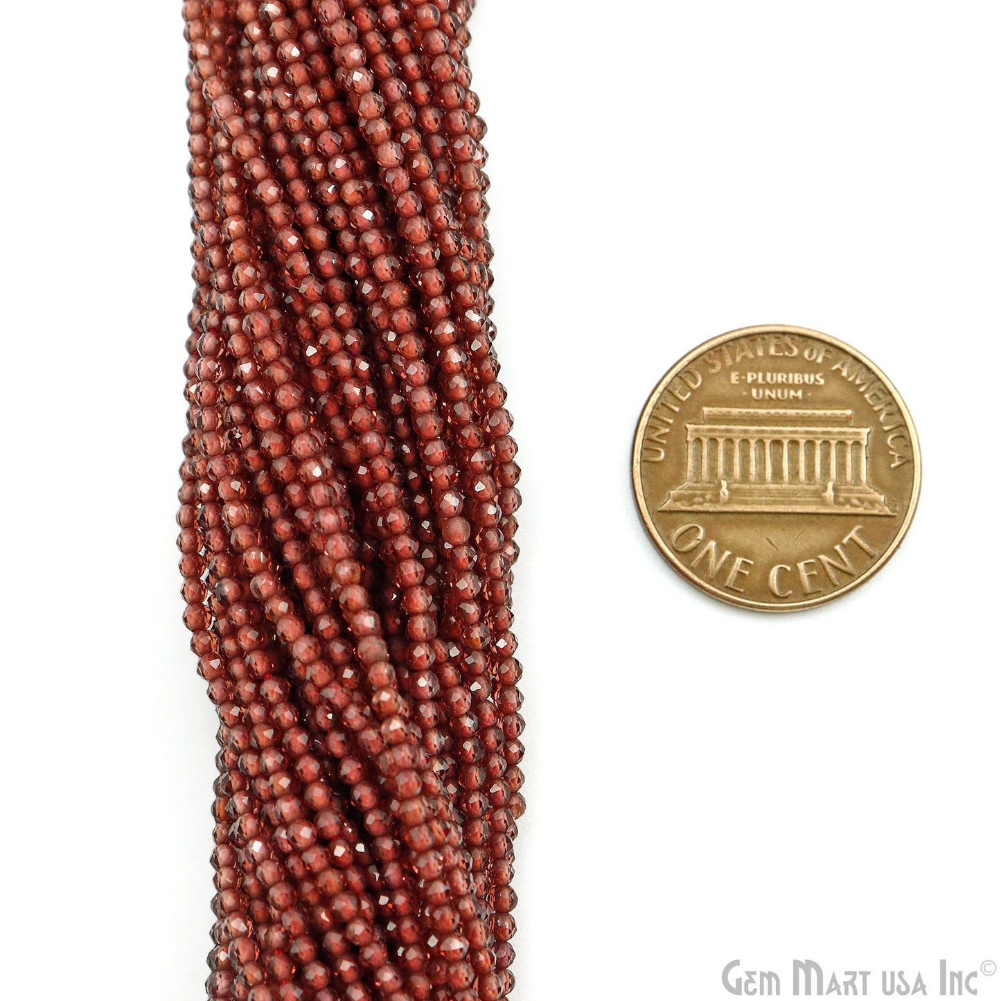 Garnet Rondelle Beads, 13 Inch Gemstone Strands, Drilled Strung Nugget Beads, Faceted Round, 1.5-2mm