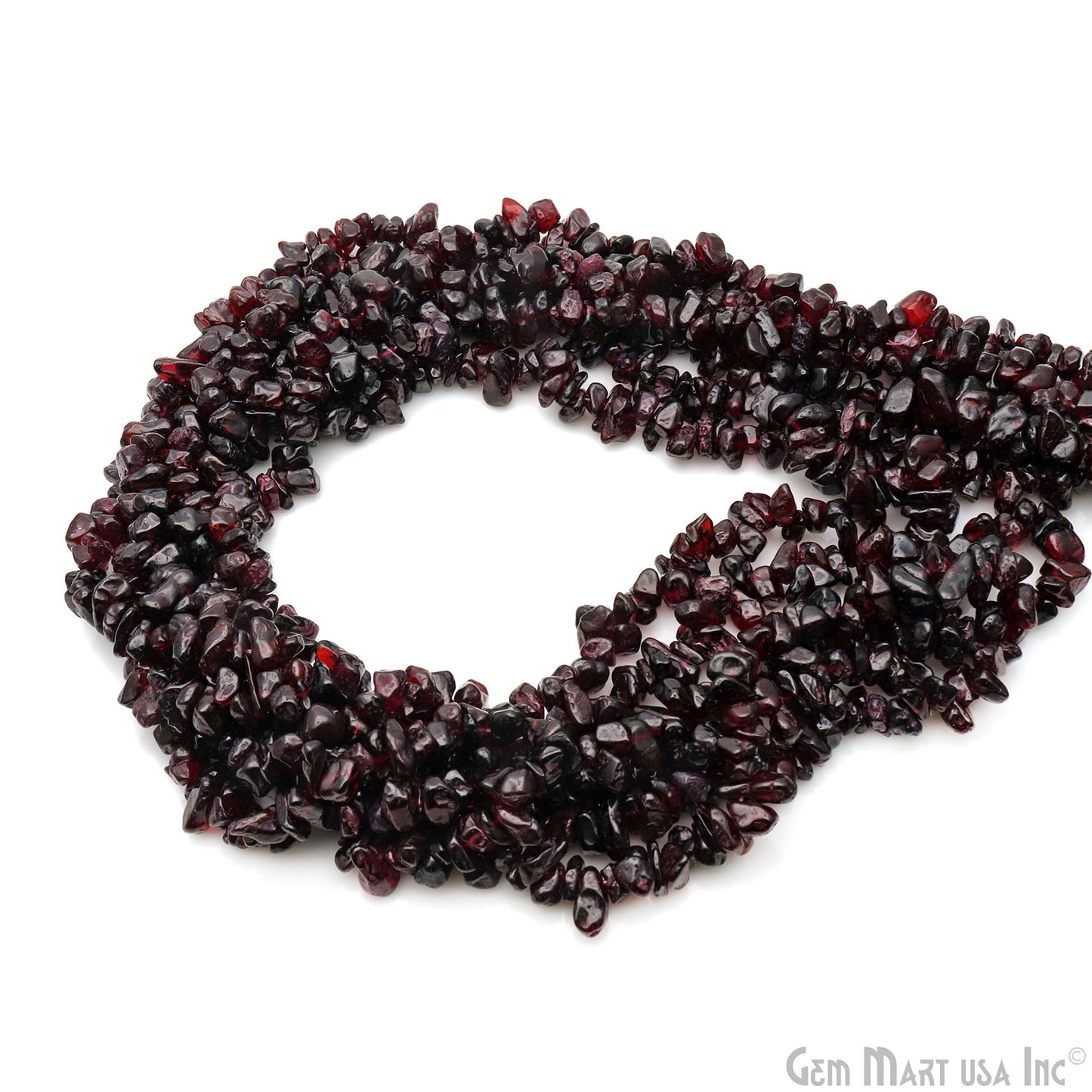 Garnet Chip Beads, 34 Inch, Natural Chip Strands, Drilled Strung Nugget Beads, 7-10mm, Polished, GemmartUSA (CHGT-70004)
