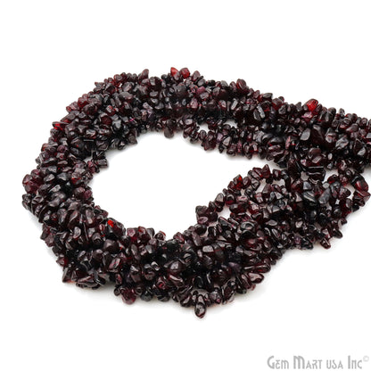 Garnet Chip Beads, 34 Inch, Natural Chip Strands, Drilled Strung Nugget Beads, 7-10mm, Polished, GemmartUSA (CHGT-70004)