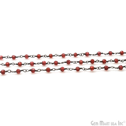 Garnet 3-3.5mm Oxidized Beaded Wire Wrapped Rosary Chain