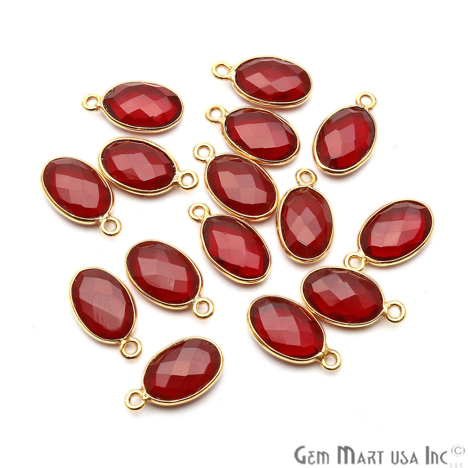 Gemstone Oval 8x12mm Gold Gemstone Connector (Pick Your Stone,Bail) - GemMartUSA