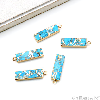 Mohave Turquoise Rectangle 25x8mm Gold Electroplated Single Bail Connector