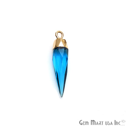 Swiss Blue Topaz 26x6mm Gold Electroplated Gemstone Connector - GemMartUSA