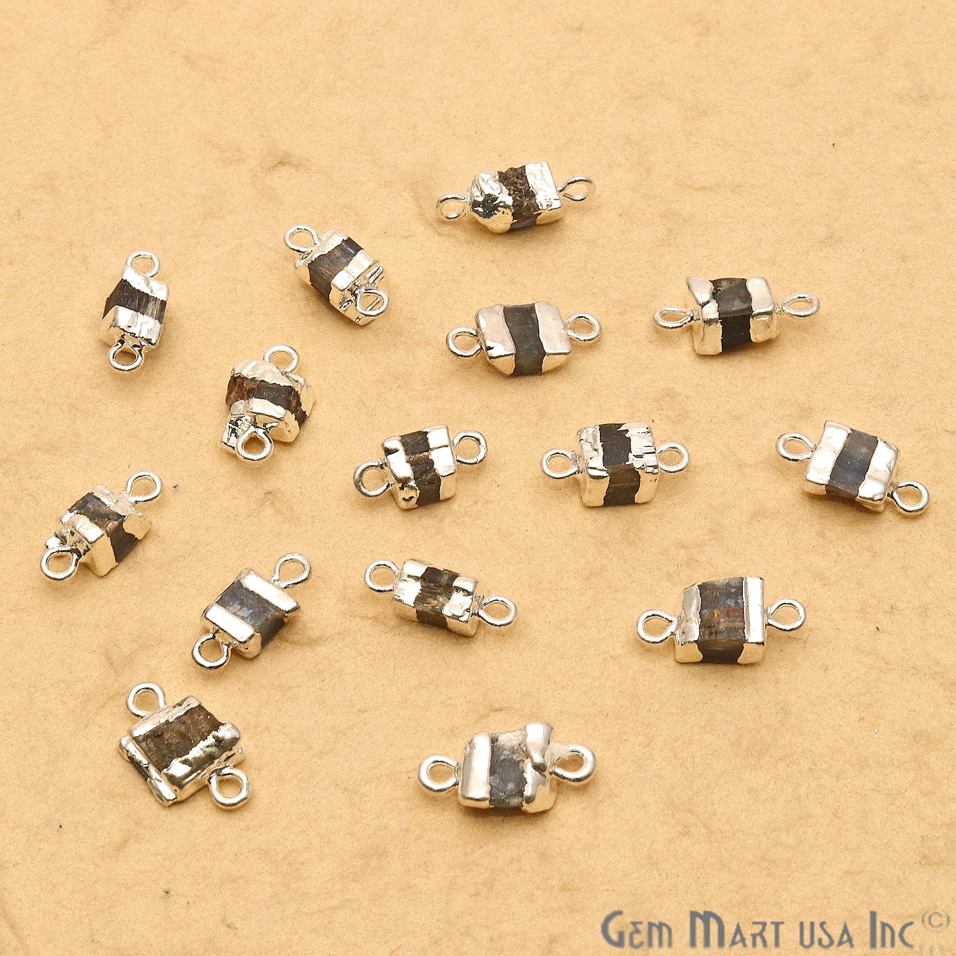 Rough Kyanite Organic 17x9mm Silver Electroplated Pendant Connector - GemmartUSA