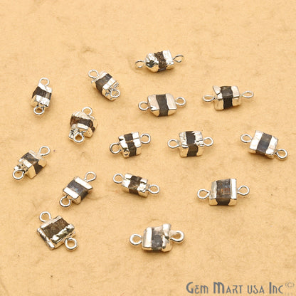 Rough Kyanite Organic 17x9mm Silver Electroplated Pendant Connector - GemmartUSA