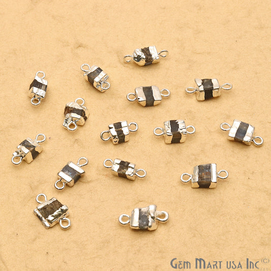 Rough Kyanite Organic 17x9mm Silver Electroplated Pendant Connector - GemmartUSA