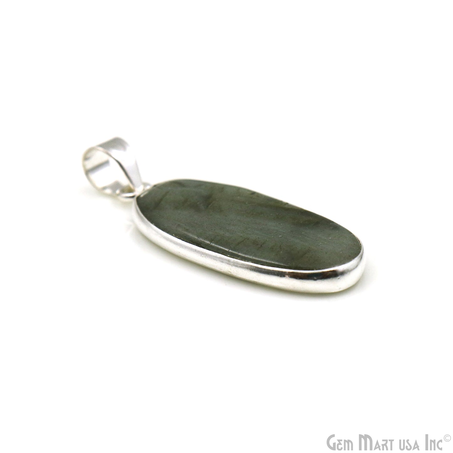 Labradorite Gemstone Oval 36x16mm Sterling Silver Necklace Pendant 1PC