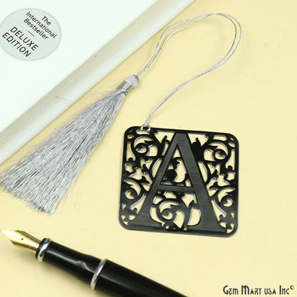 Metal A Alphabet Bookmark With Tassel. Oxidized Bookmark, Reader Gift, Handmade Bookmark, Page Marker, Aesthetic Gift. 50mm