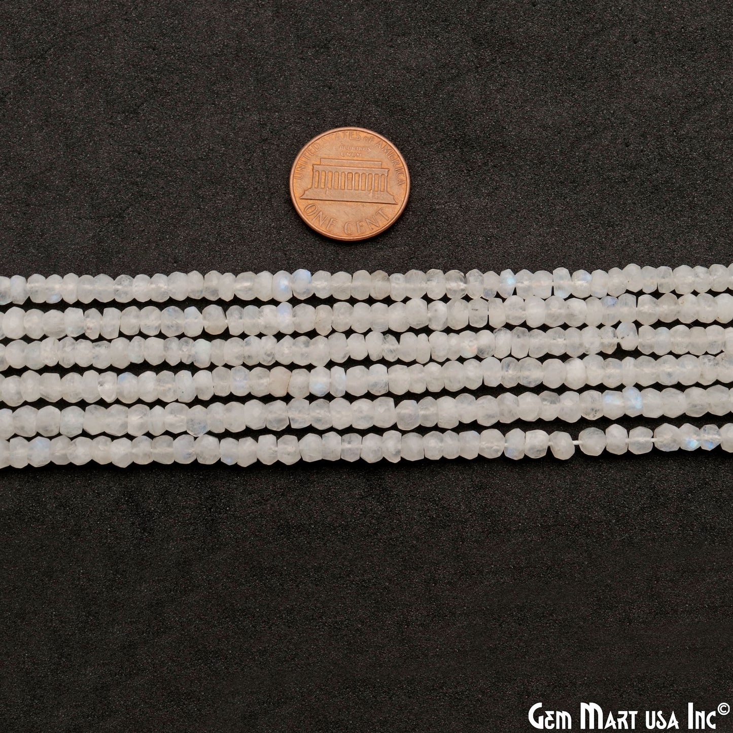 Rainbow Moonstone Rondelle Beads, 13 Inch Gemstone Strands, Drilled Strung Nugget Beads, Faceted Round, 4-5mm