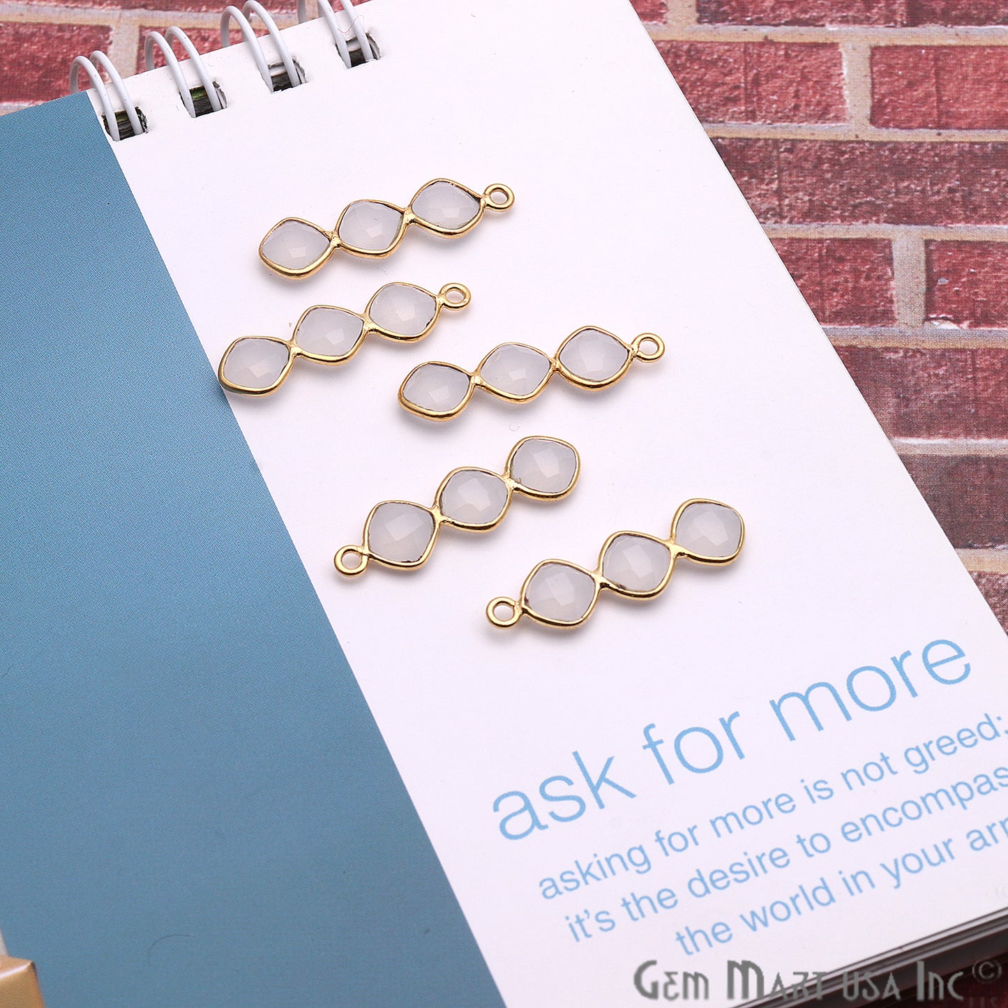 DIY Gemstone 25x6mm Gold Plated Chandelier Finding Component (Pick Your Gemstone) - GemMartUSA