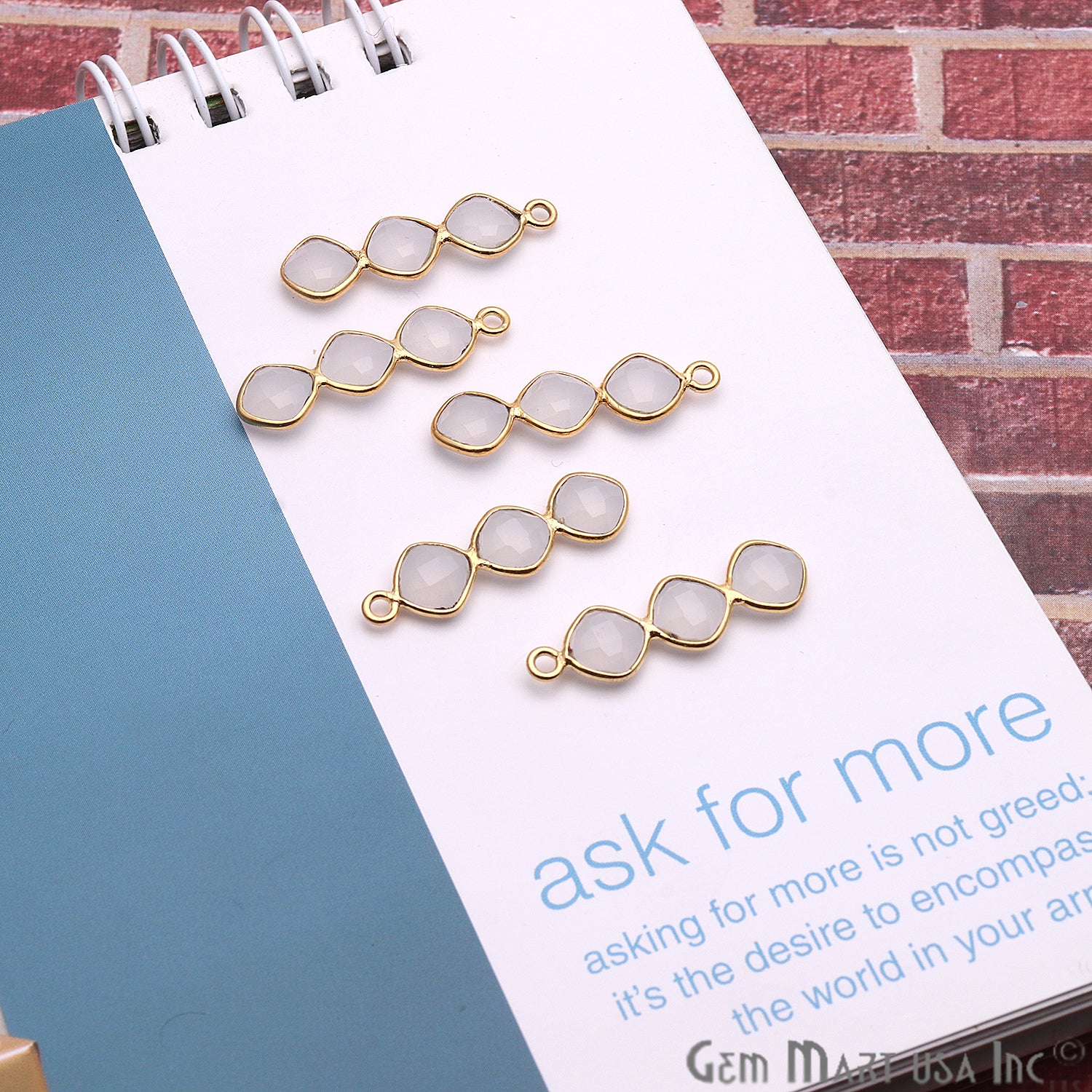 DIY Gemstone 25x6mm Gold Plated Chandelier Finding Component (Pick Your Gemstone) - GemMartUSA