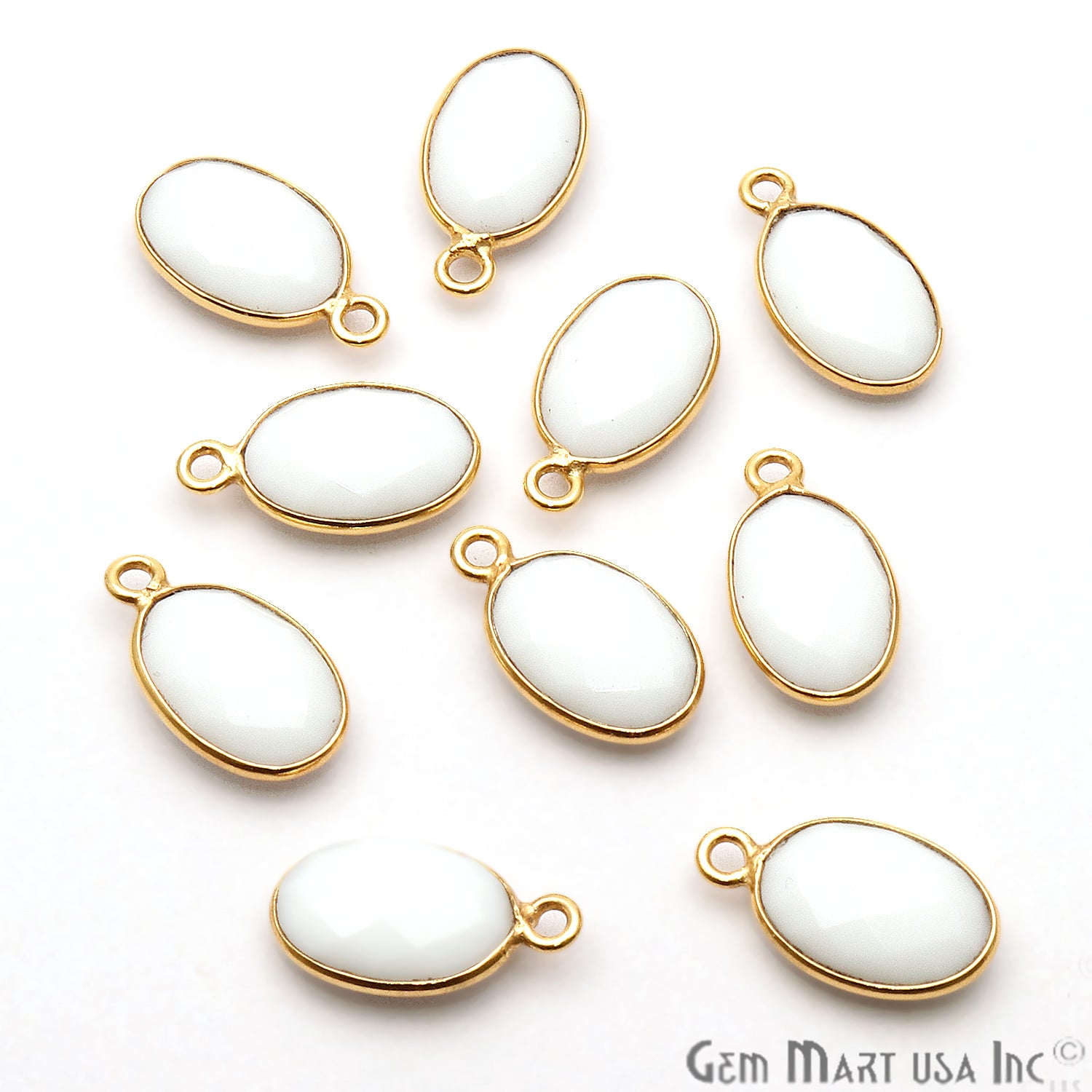 Gemstone Oval 8x12mm Gold Gemstone Connector (Pick Your Stone,Bail) - GemMartUSA