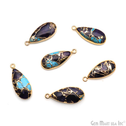 Pear Shape 28x12mm Gold Electroplated Single Bail Gemstone Connector