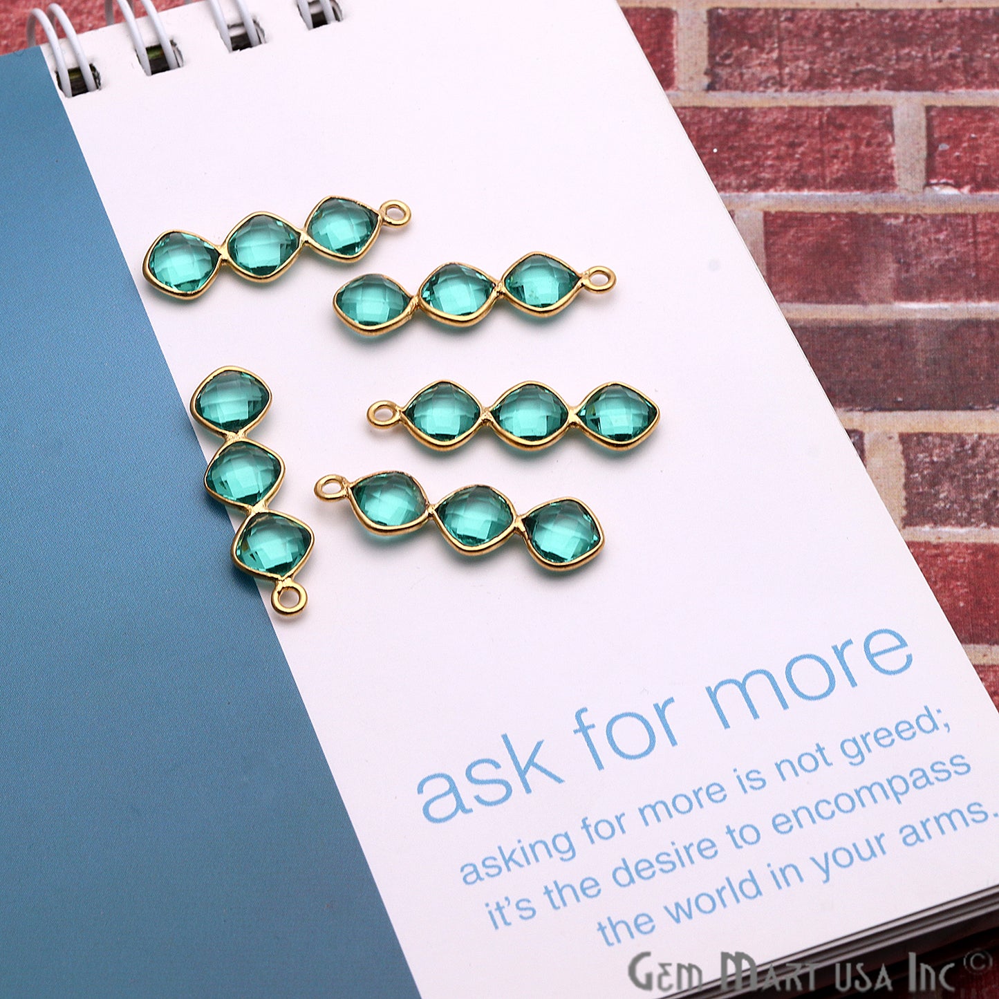 DIY Gemstone 25x6mm Gold Plated Chandelier Finding Component (Pick Your Gemstone) - GemMartUSA