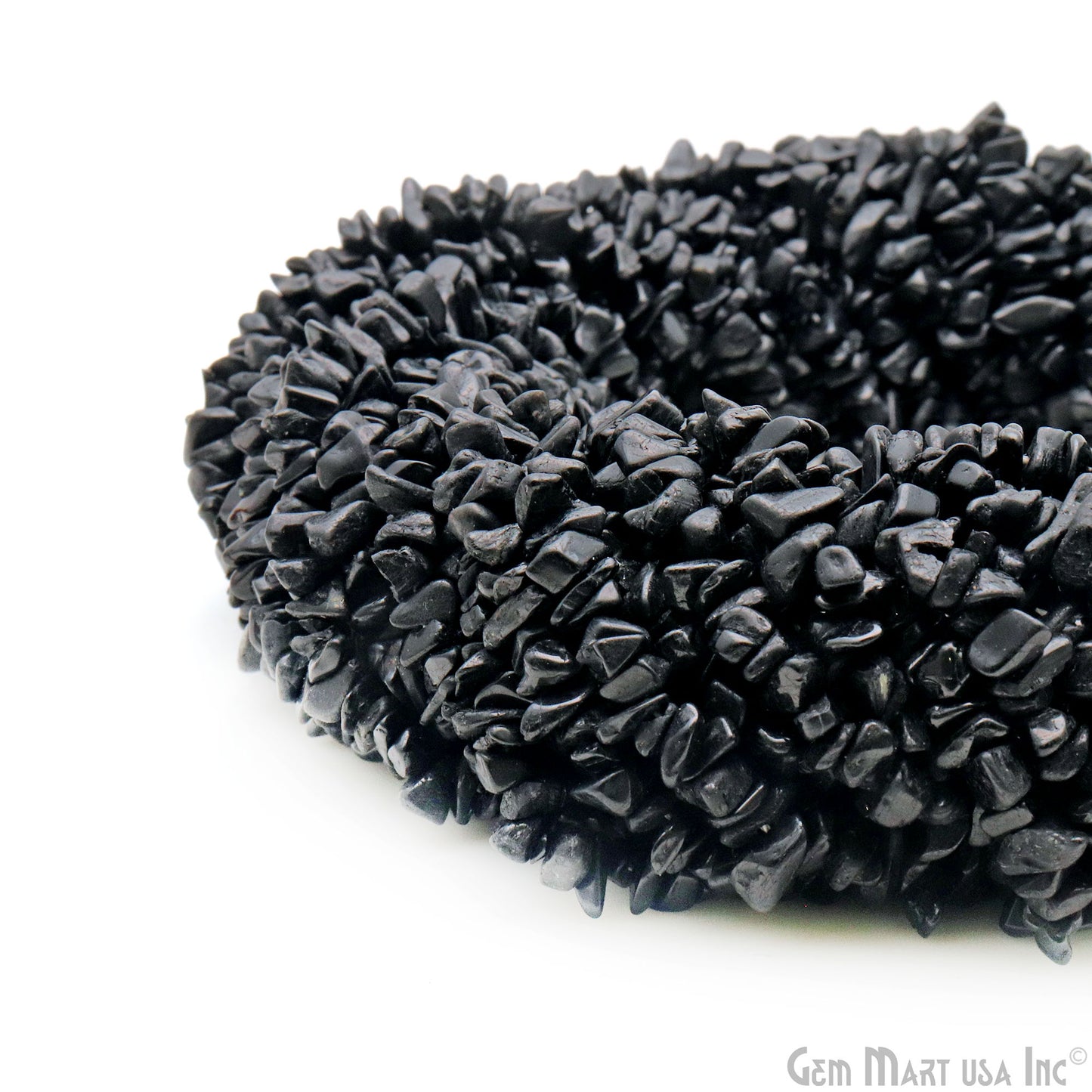 Black Tourmaline Chip Beads, 34 Inch, Natural Chip Strands, Drilled Strung Nugget Beads, 3-7mm, Polished, GemmartUSA (CHKT-70001)