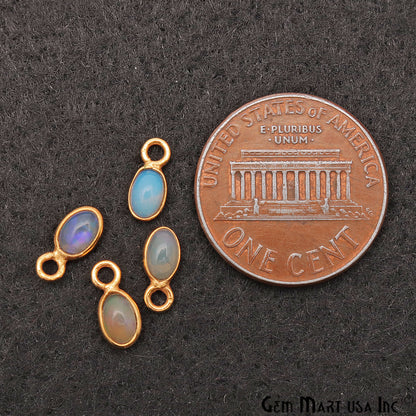 Opal Cabochon Oval 4x3mm Gold Plated Single Bail Gemstone Connector - GemMartUSA